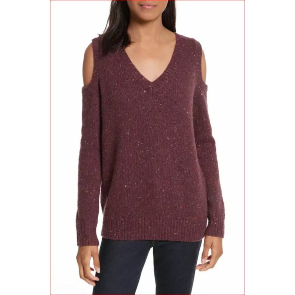 Rebecca Minkoff Brown Merino Wool Blend Cold Shoulder Sweater XS ND-15206